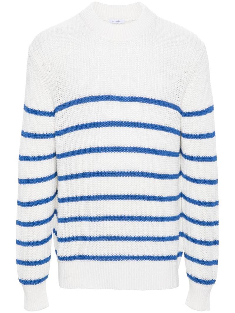 Malo striped cotton jumper - White von Malo