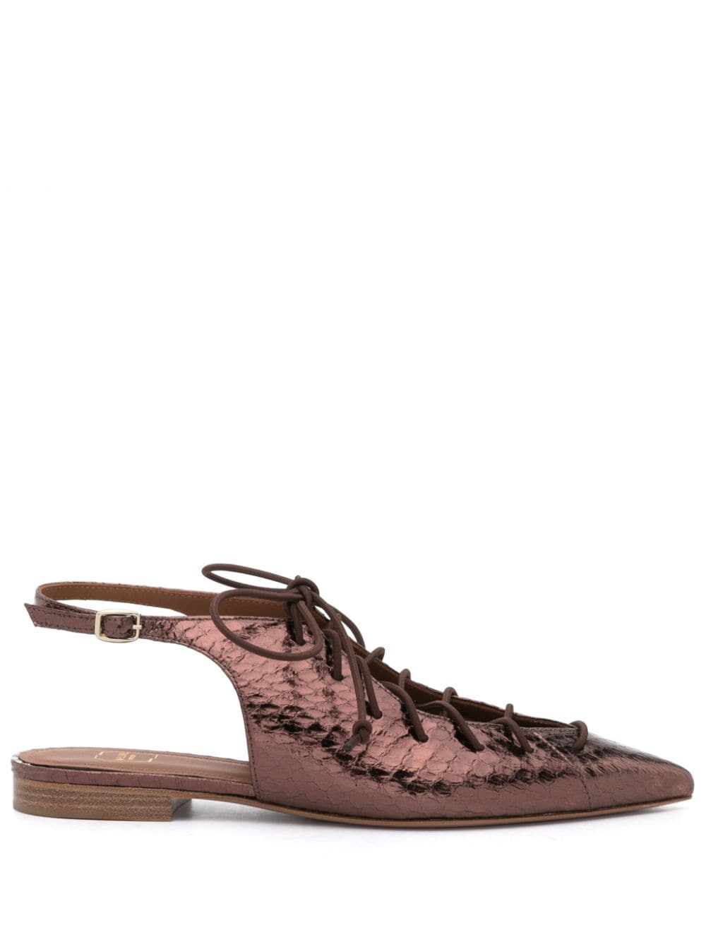 Malone Souliers Alessandra lace-up metallic slingbacks - Brown von Malone Souliers