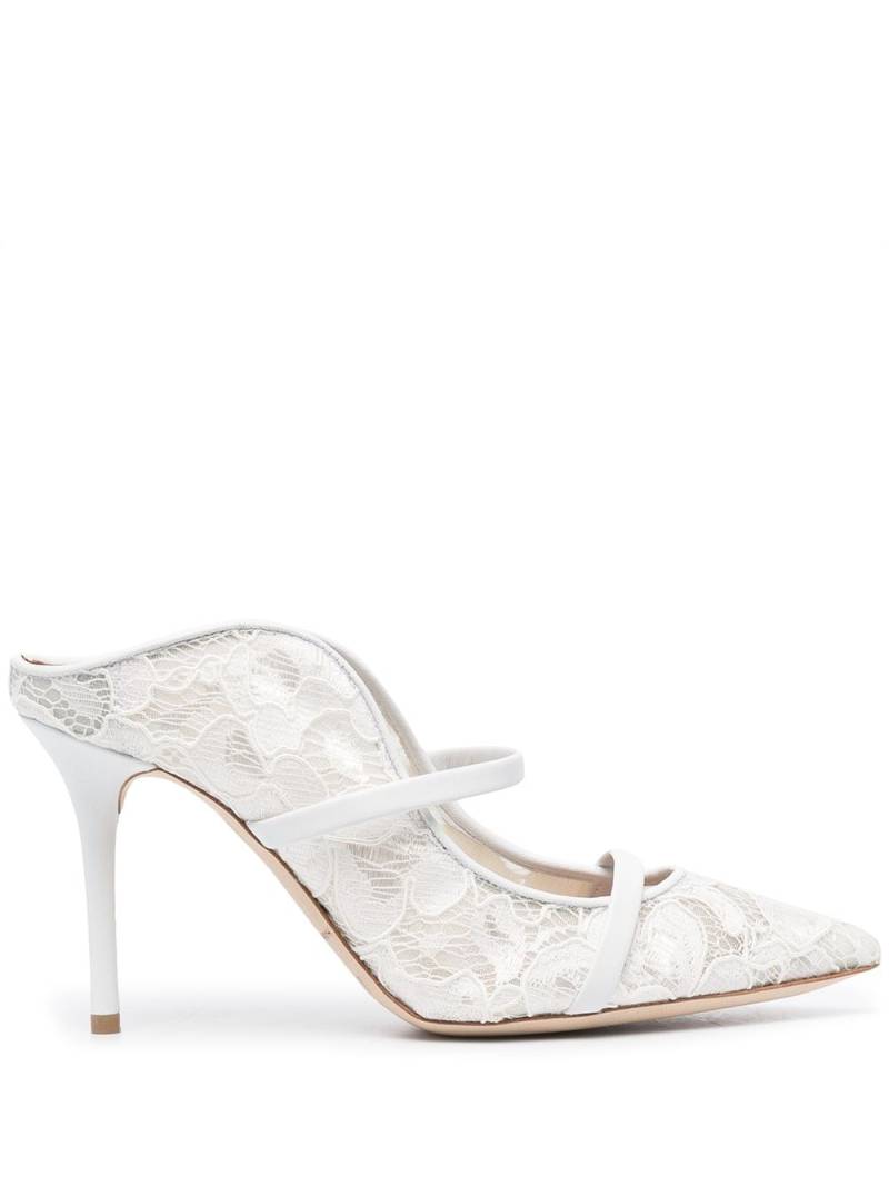 Malone Souliers Maureen 85mm lace mules - White von Malone Souliers