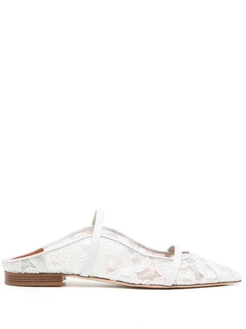 Malone Souliers pointed floral mesh mules - White von Malone Souliers