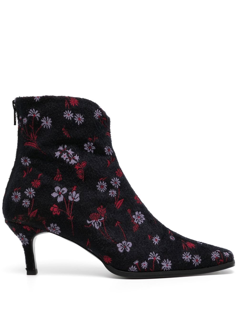 Mame Kurogouchi floral-embroidered velvet boots - Black von Mame Kurogouchi