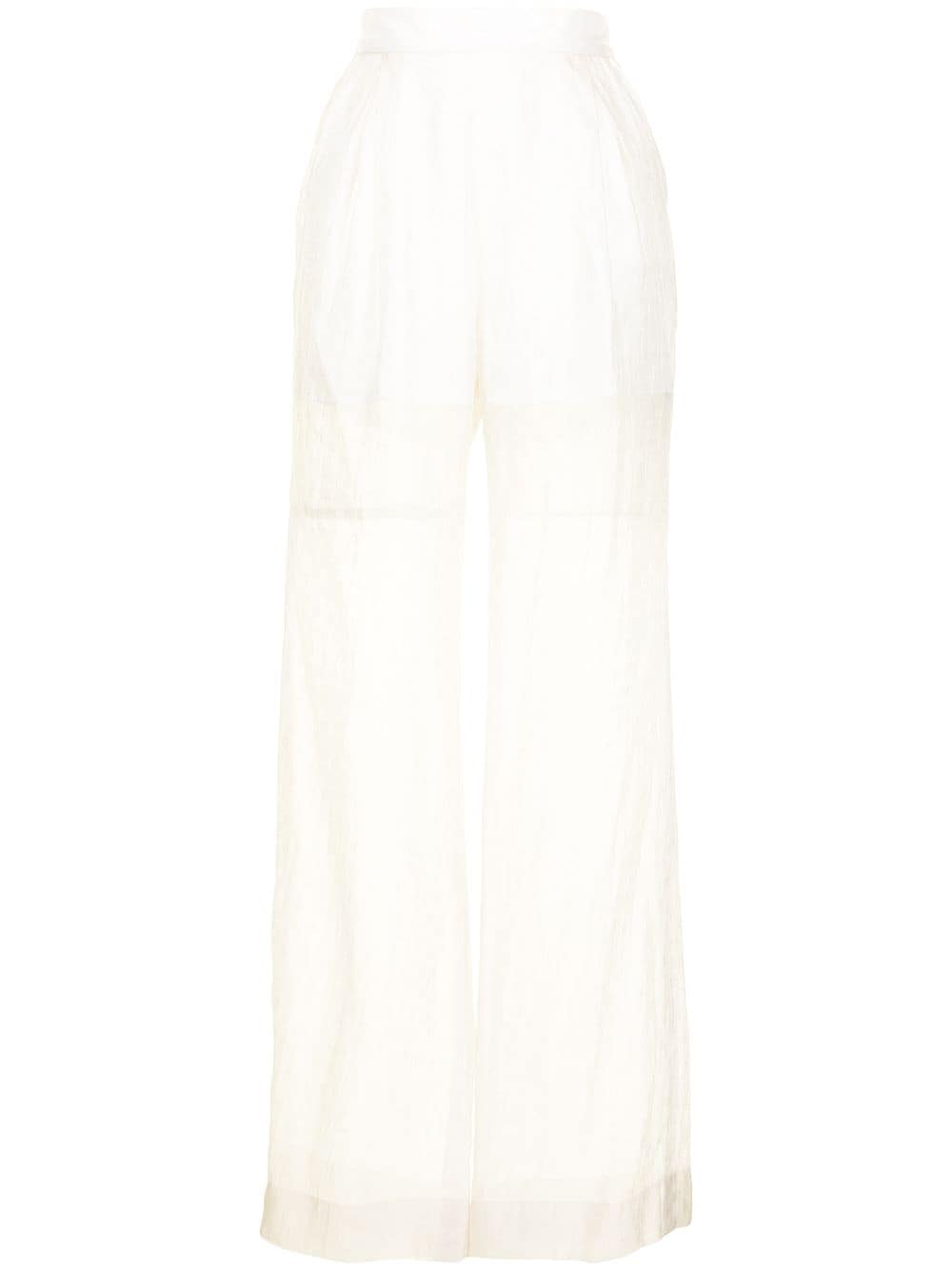 Mame Kurogouchi high-waist jacquard sheer trousers - White von Mame Kurogouchi