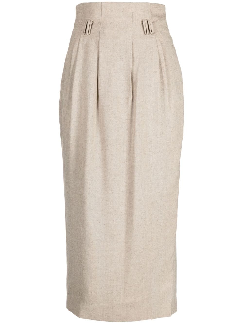 Mame Kurogouchi pleat-detailing midi skirt - Neutrals von Mame Kurogouchi