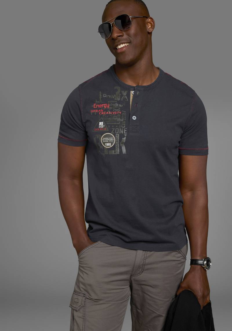 Man's World Henleyshirt, Kurzarm, lässige Passform, bedruckt, Rundhals, casual von Man's World