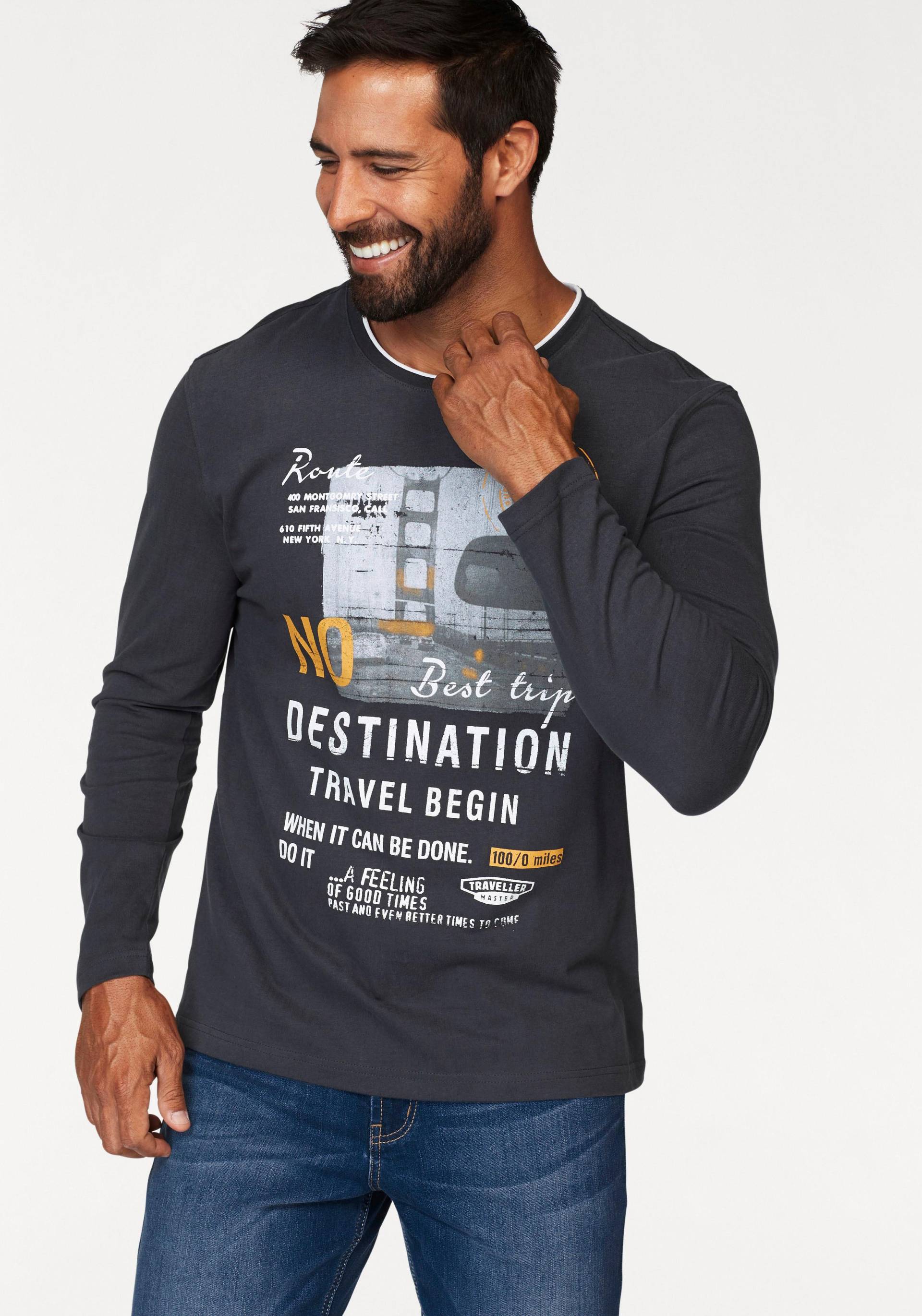 Man's World Langarmshirt, Langarm, bedruckt, Rundhalsausschnitt, aus 100% Baumwolle Man's World Langarmshirt, Langarm, bedruckt, Rundhalsausschnitt, aus 100% Baumwolle von Man's World