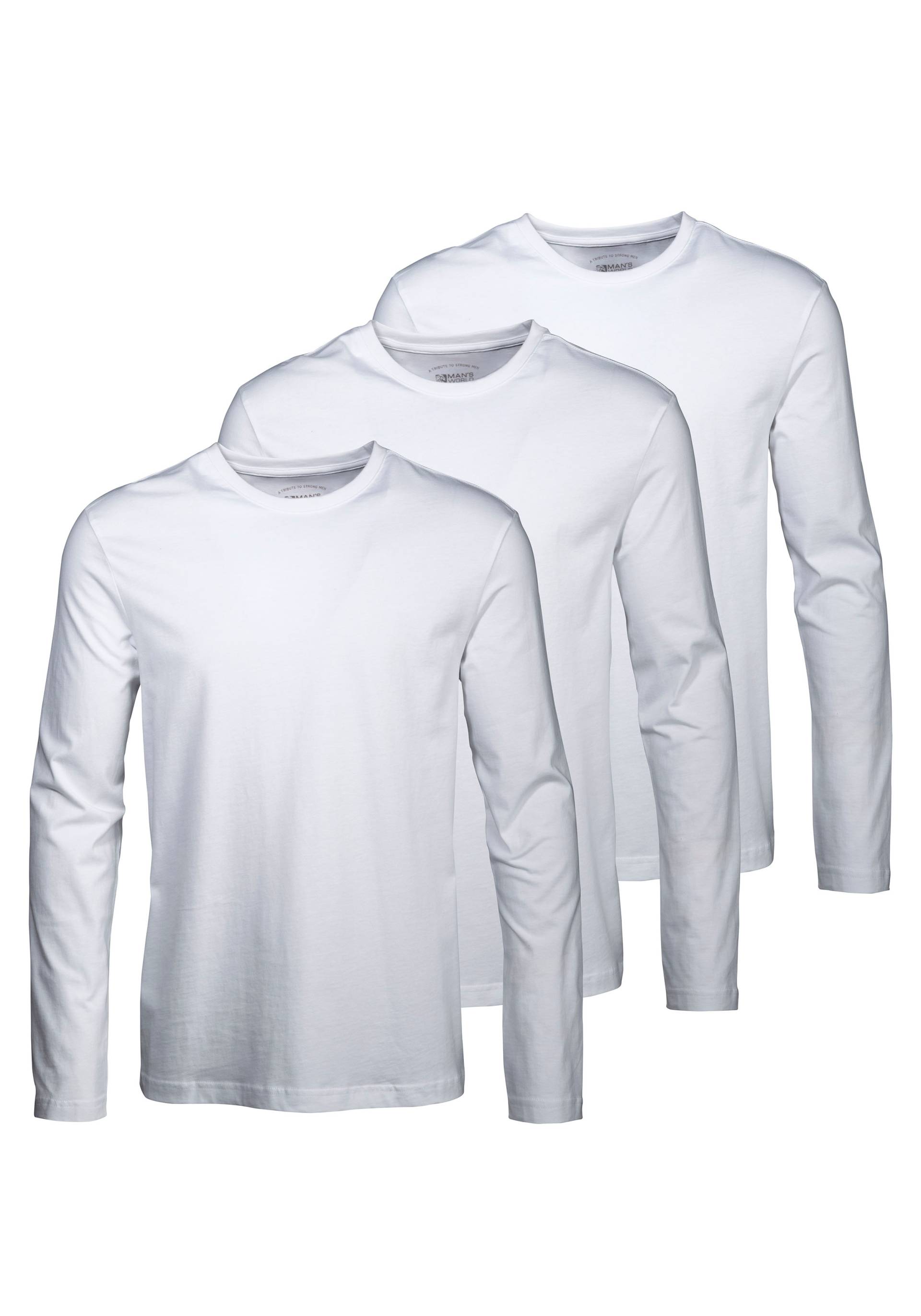 Man's World Langarmshirt »neue Farbe !«, (3er-Pack), Langarm, unifarben, aus Baumwolle, im 3er-Pack von Man's World