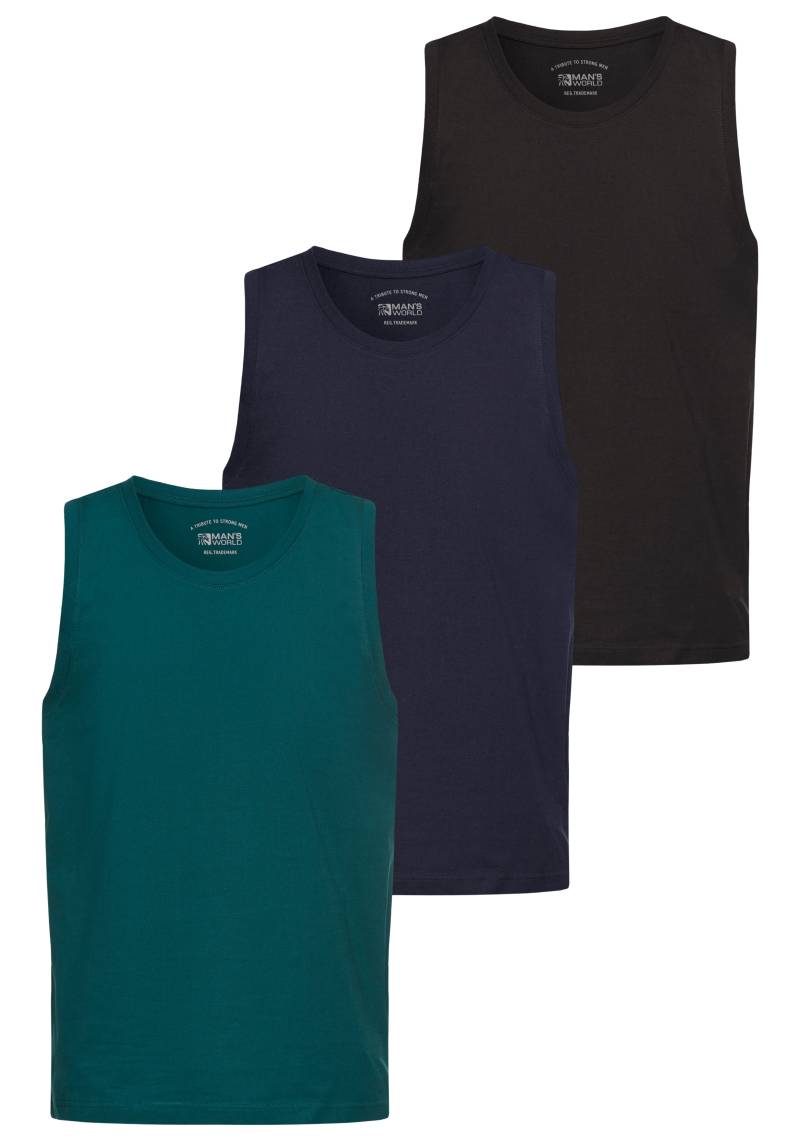 Man's World Muscleshirt, (3er-Pack), schmal geschnitten, Rundhalsausschnitt, aus 100% Baumwolle von Man's World