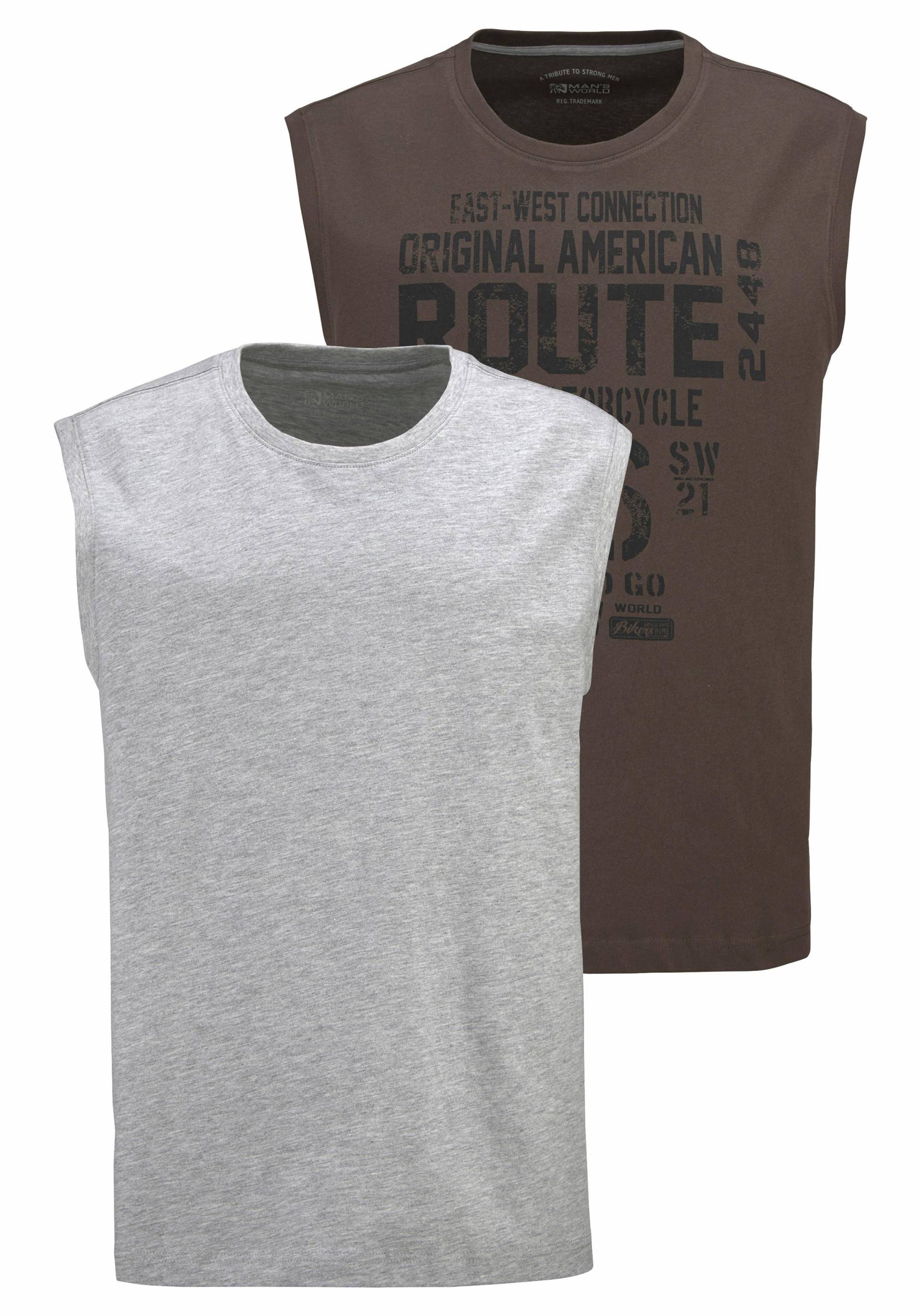 Man's World Muscleshirt, (2er-Pack), ärmellos, bedruckt, Rundhalsausschnitt, aus 100% Baumwolle von Man's World