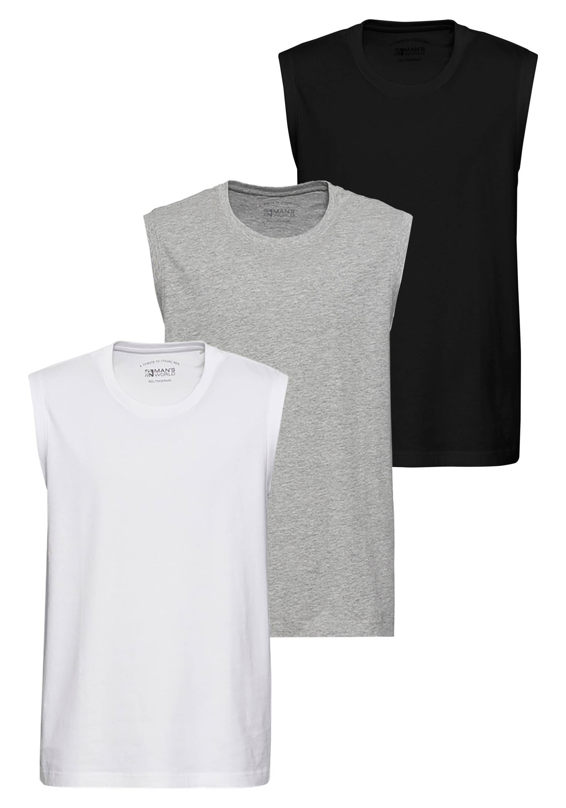 Man's World Muscleshirt, (Packung, 3 tlg., 3er-Pack), ärmellos, Basic-Stil, unifarben, Rundhalsausschnitt von Man's World