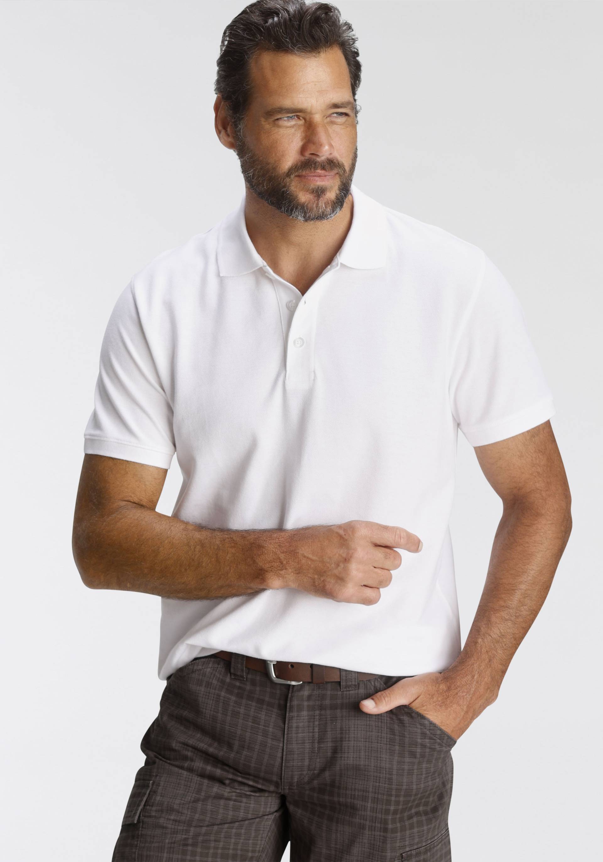 Man's World Poloshirt, Kurzarm, lockere Passform, unifarben Man's World Poloshirt, Kurzarm, lockere Passform, unifarben von Man's World