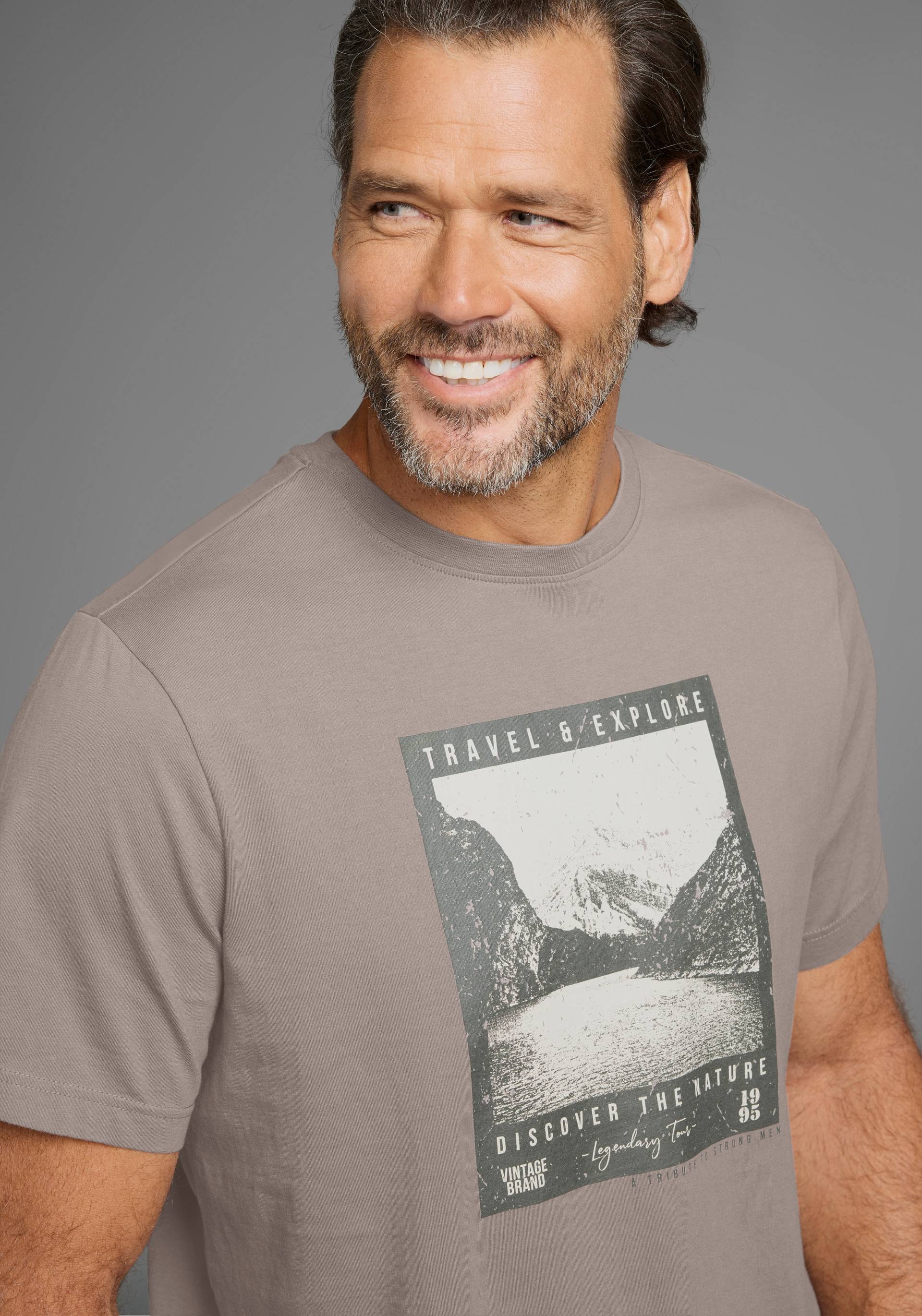Man's World Print-Shirt, mit modisch-landschaftlichen Druck von Man's World