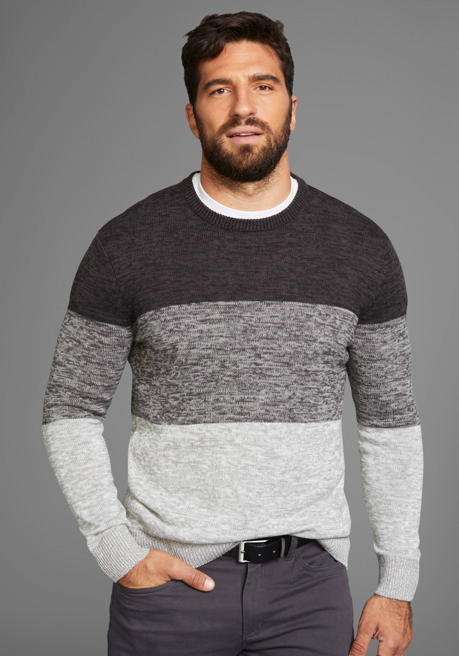 Man's World Rundhalspullover »Bis Grösse 5 XL«, mehrfarbig von Man's World