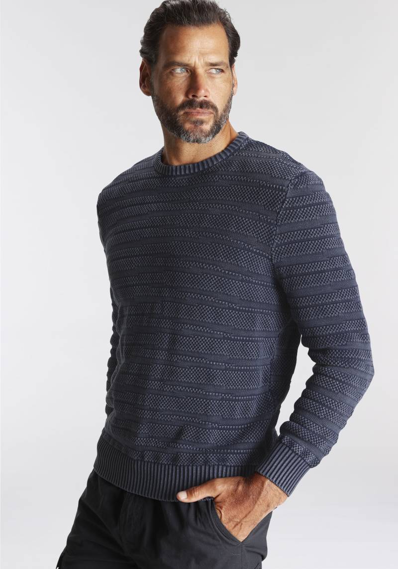 Man's World Rundhalspullover »Bis Grösse 5 XL«, mit Struktur von Man's World
