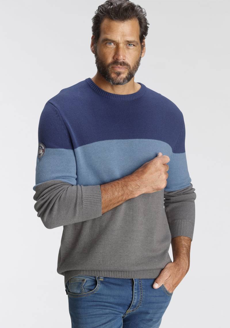 Man's World Rundhalspullover »Bis Grösse 5 XL«, mit Blockstreifen von Man's World