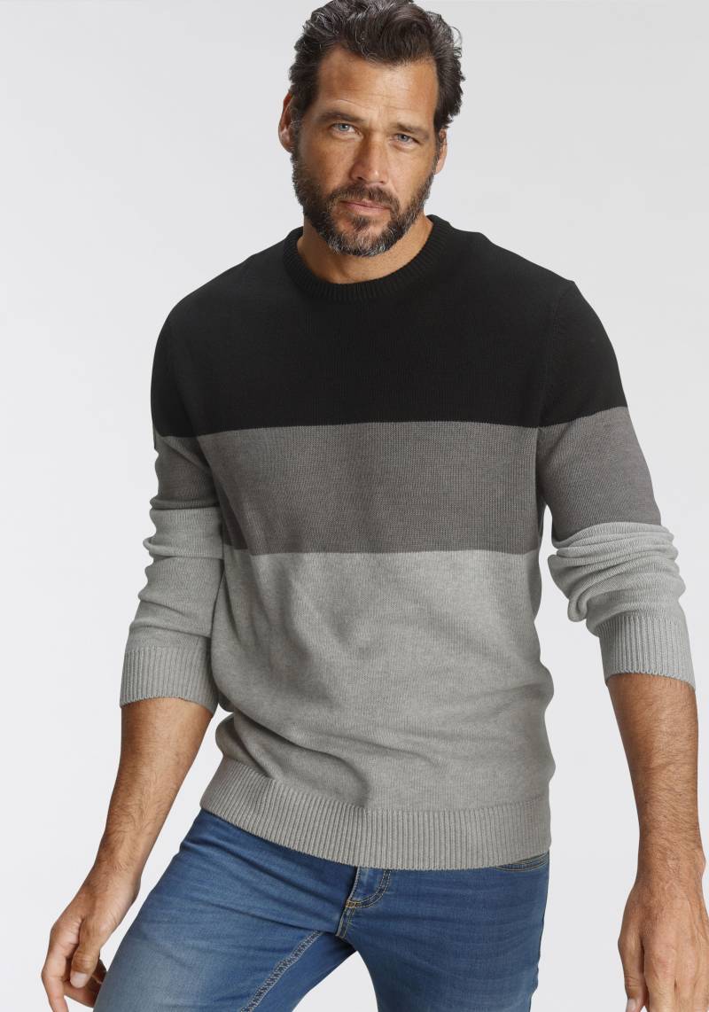 Man's World Rundhalspullover »Bis Grösse 5 XL«, mit Blockstreifen von Man's World