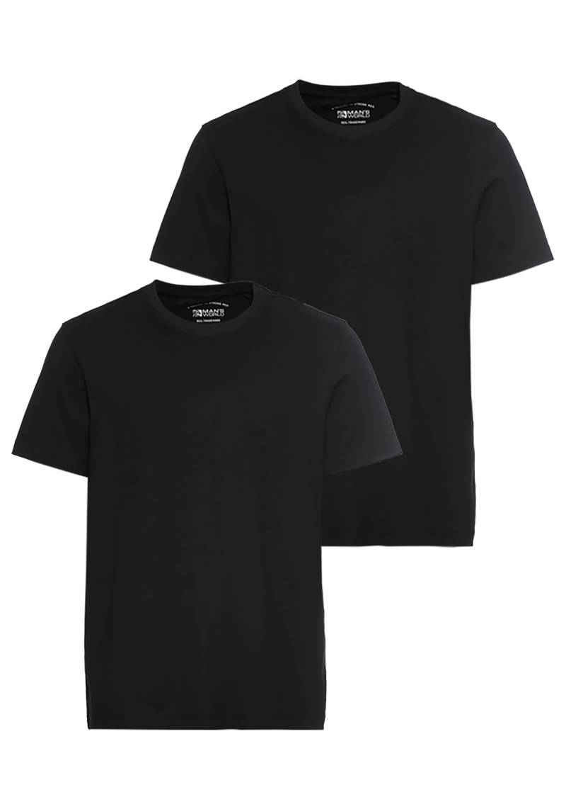 Man's World Rundhalsshirt, (Packung, 2 tlg., 2er Pack), Kurzarm, unifarben, Rundhals, aus Baumwolle von Man's World