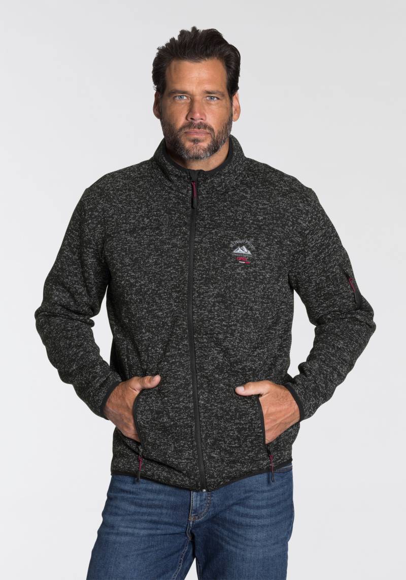 Man's World Strickfleecejacke, für die Übergangszeit, mit Reissverschlusstaschen, mit Stehkragen von Man's World