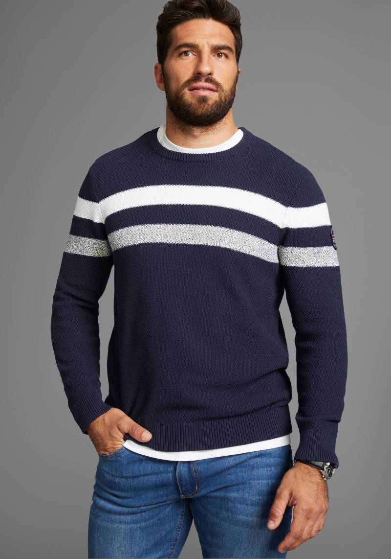 Man's World Rundhalspullover »Bis Grösse 5 XL«, in melierte Optik von Man's World
