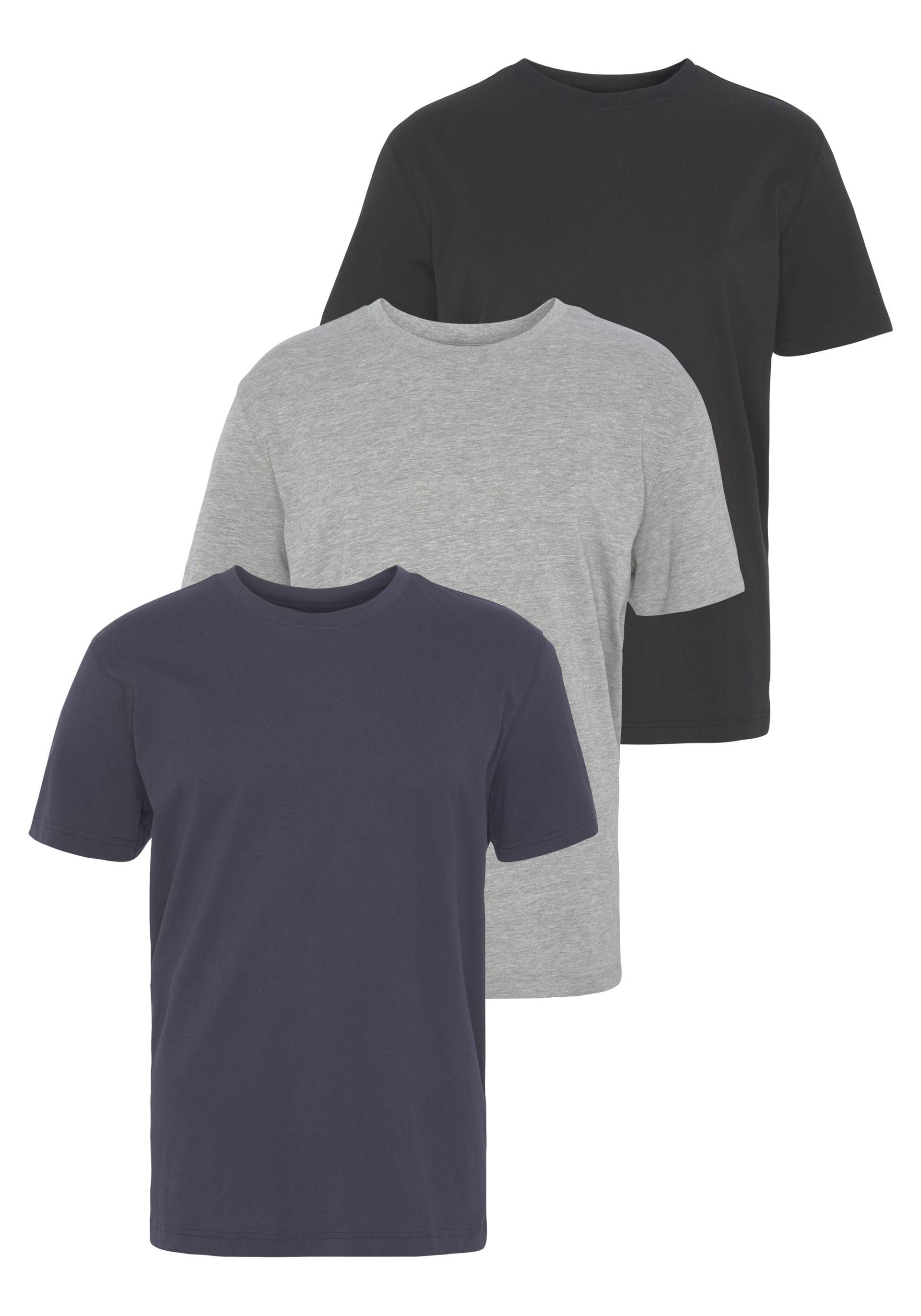 Man's World T-Shirt »neue Farben!«, (3er-Pack), Kurzarm, unifarben, Rundhals, aus Baumwolle von Man's World