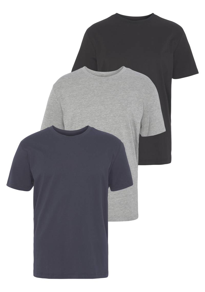 Man's World T-Shirt »neue Farben!«, (3er-Pack), Kurzarm, unifarben, Rundhals, aus Baumwolle von Man's World