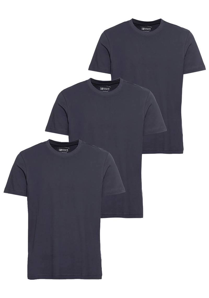 Man's World T-Shirt »neue Farben!«, (3er-Pack), Kurzarm, unifarben, Rundhals, aus Baumwolle von Man's World