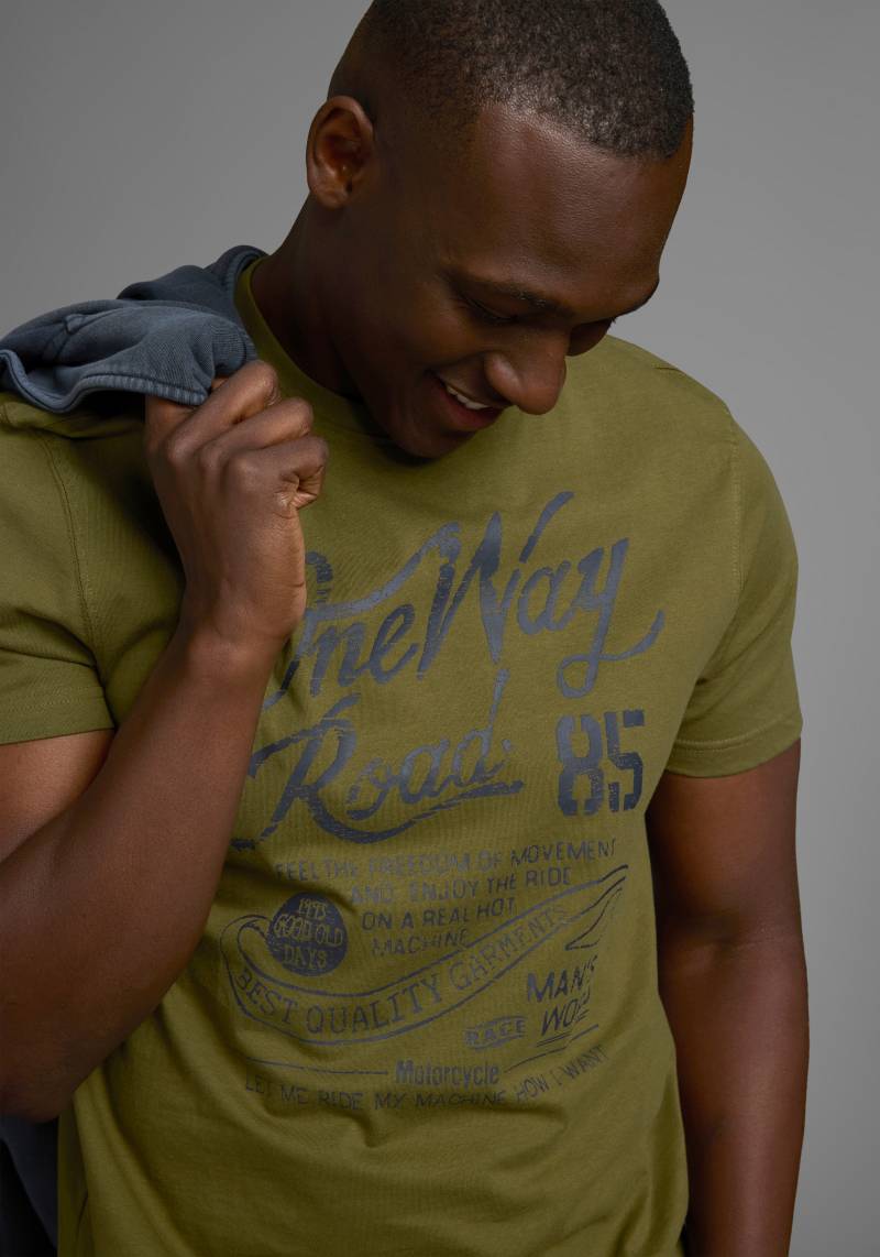 Man's World T-Shirt, Kurzarm, Regular Fit, mit Print, Rundhals, im Used-Look von Man's World