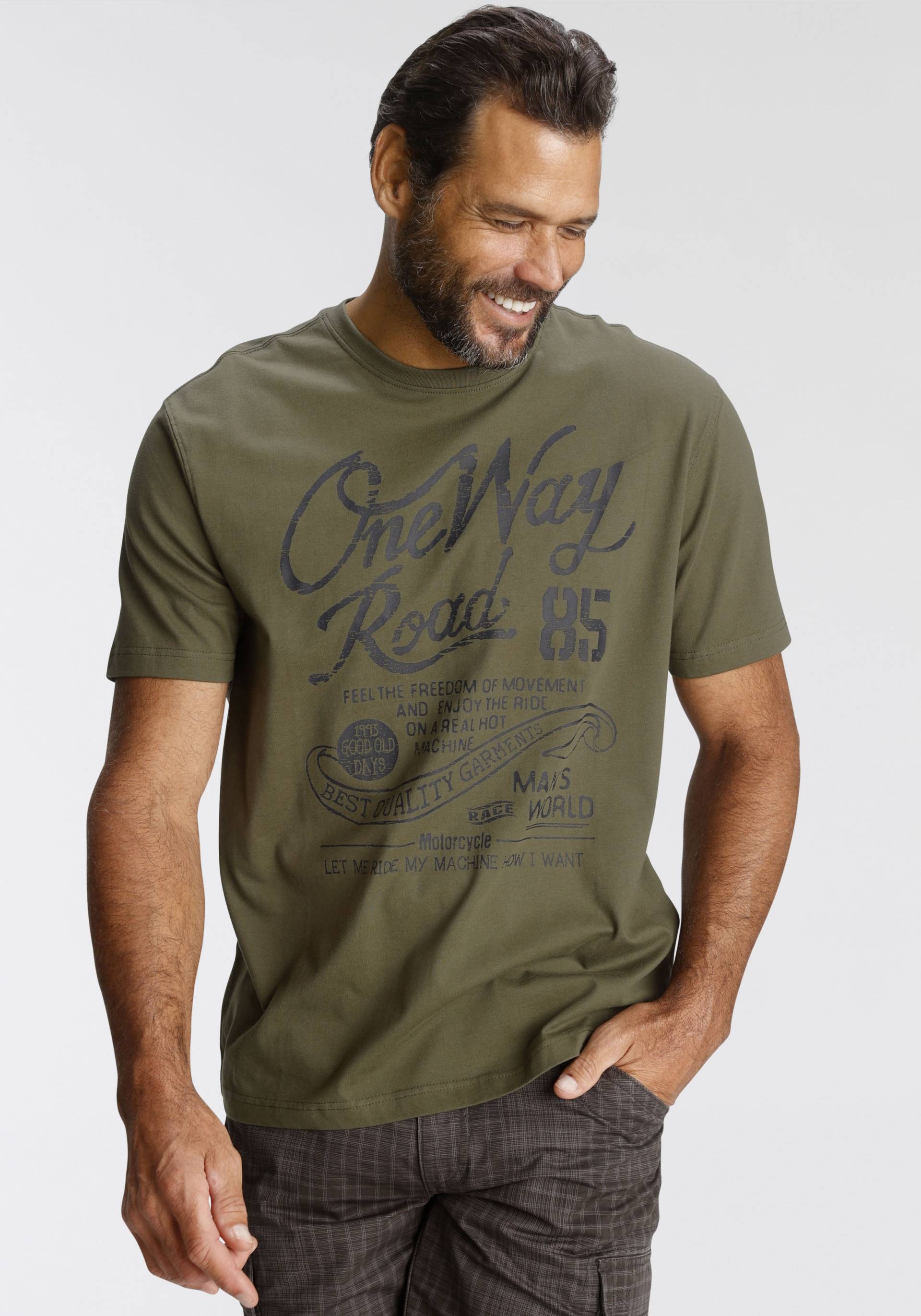 Man's World T-Shirt, Kurzarm, Regular Fit, mit Print, Rundhals, im Used-Look Man's World T-Shirt, Kurzarm, Regular Fit, mit Print, Rundhals, im Used-Look von Man's World