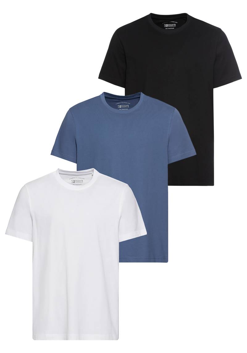 Man's World T-Shirt »neue Farben!«, (3er-Pack), Kurzarm, unifarben, Rundhals, aus Baumwolle von Man's World