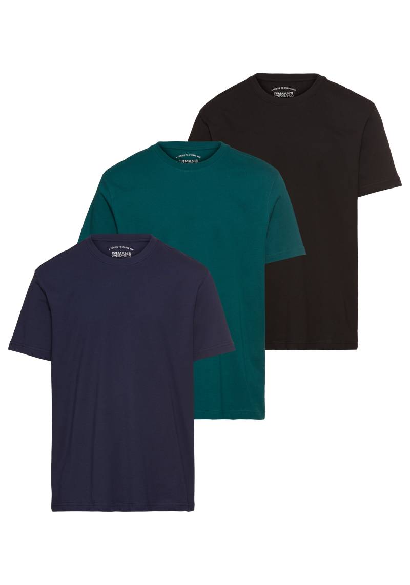 Man's World T-Shirt »neue Farben!«, (3er-Pack), Kurzarm, unifarben, Rundhals, aus Baumwolle von Man's World