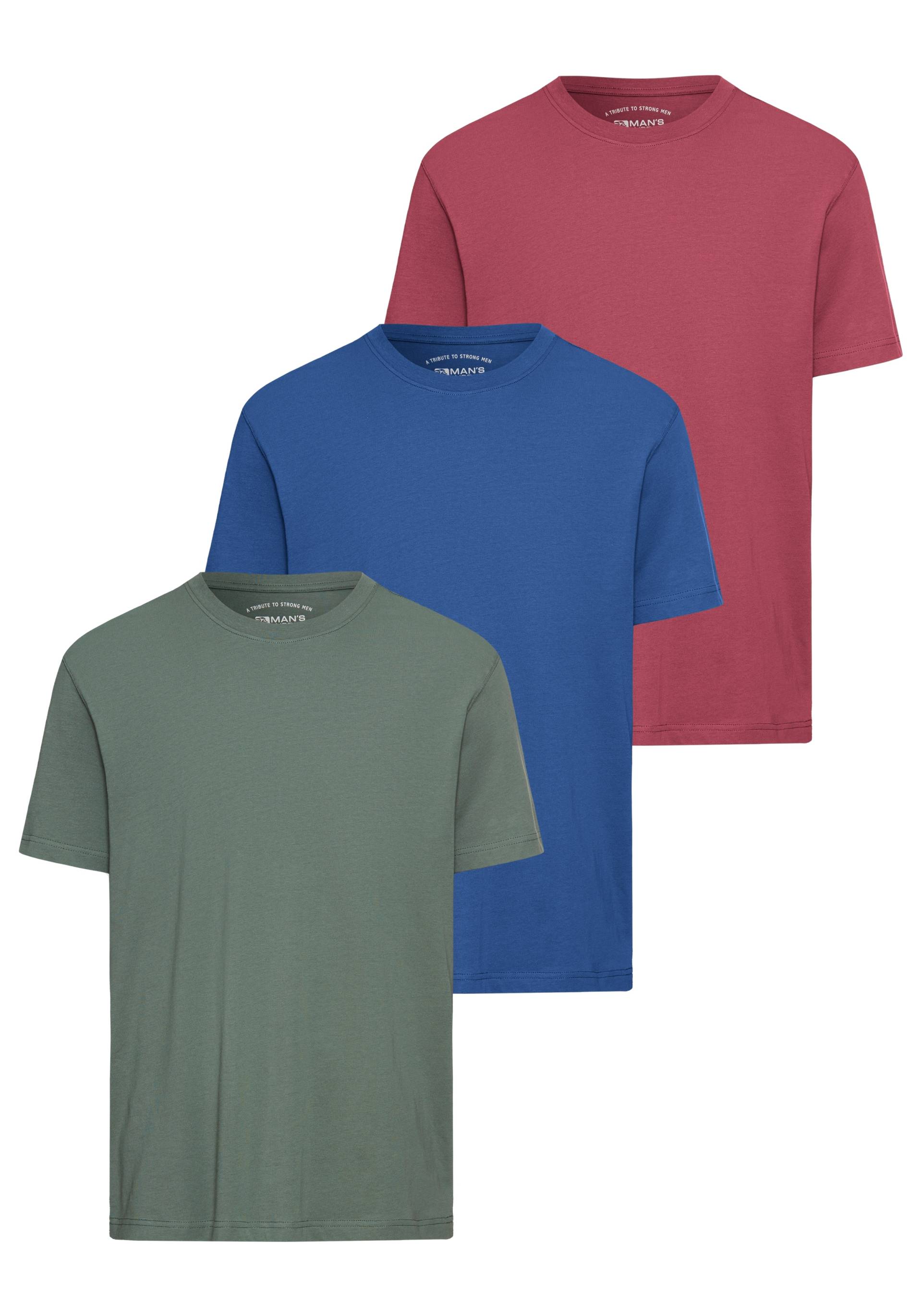 Man's World T-Shirt »neue Farben!«, (3er-Pack), Kurzarm, unifarben, Rundhals, aus Baumwolle von Man's World