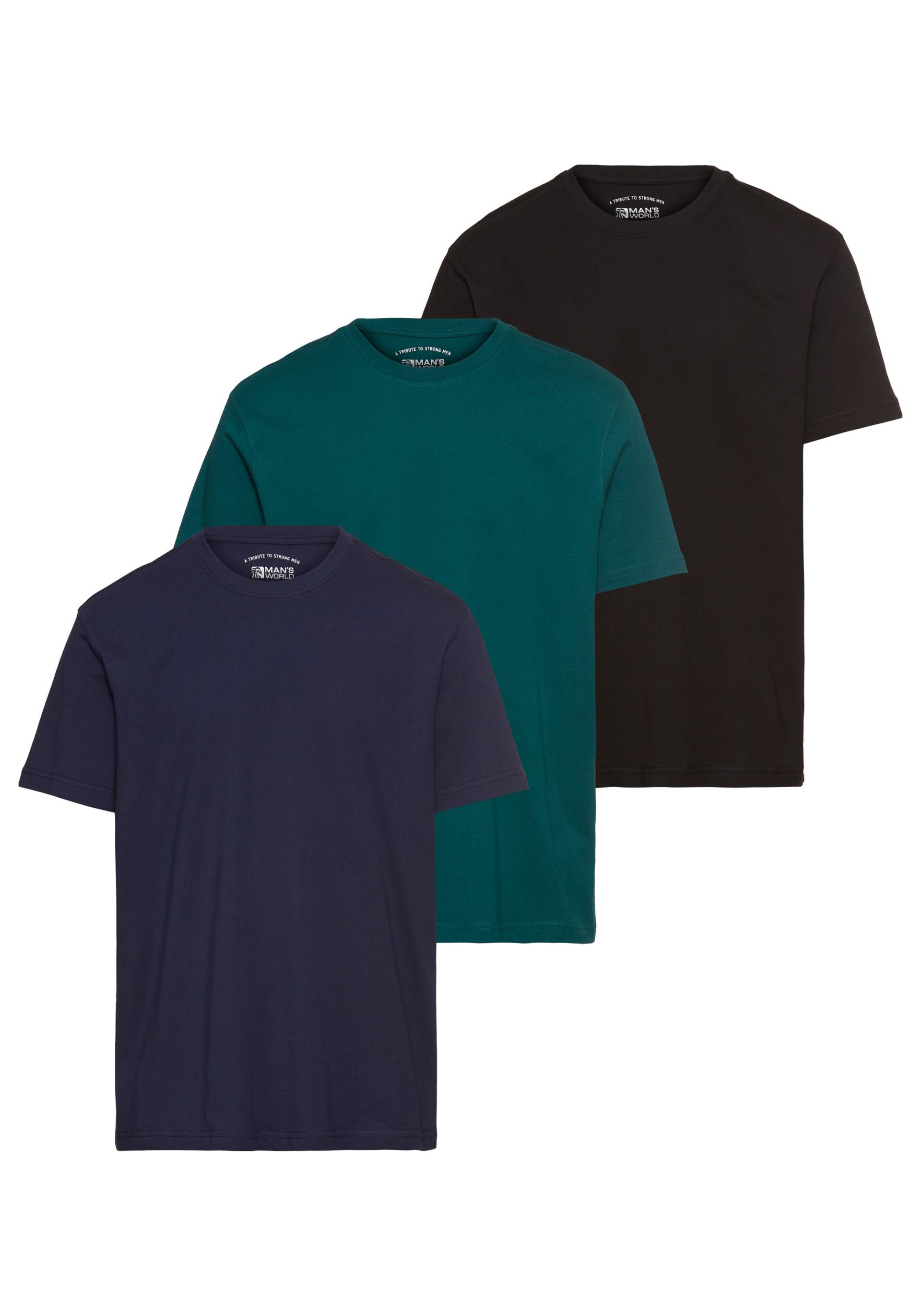 Man's World T-Shirt »neue Farben!«, (3er-Pack), Kurzarm, unifarben, Rundhals, aus Baumwolle von Man's World
