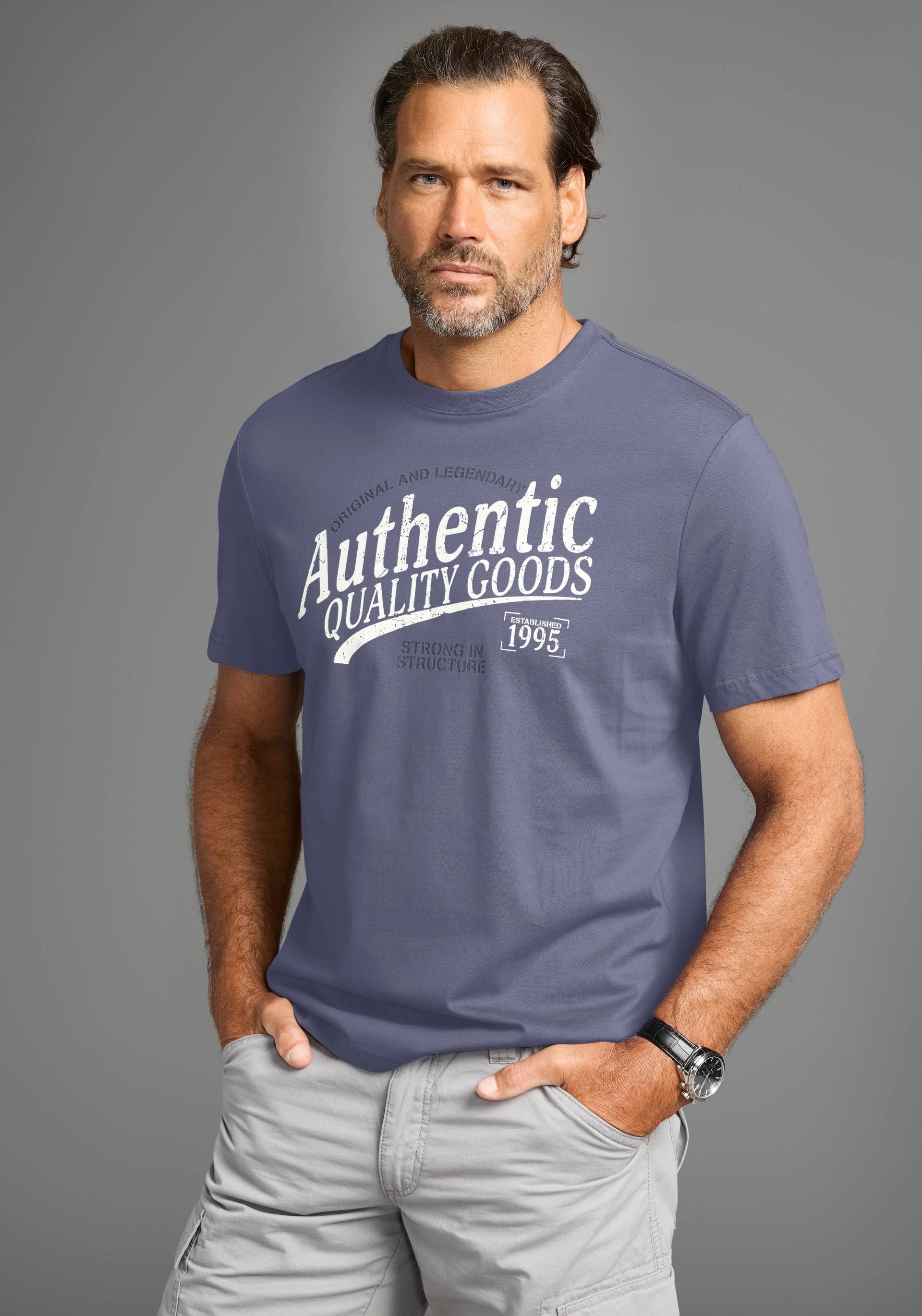 Man's World T-Shirt, mit grossem sportlichen Logo-Print von Man's World