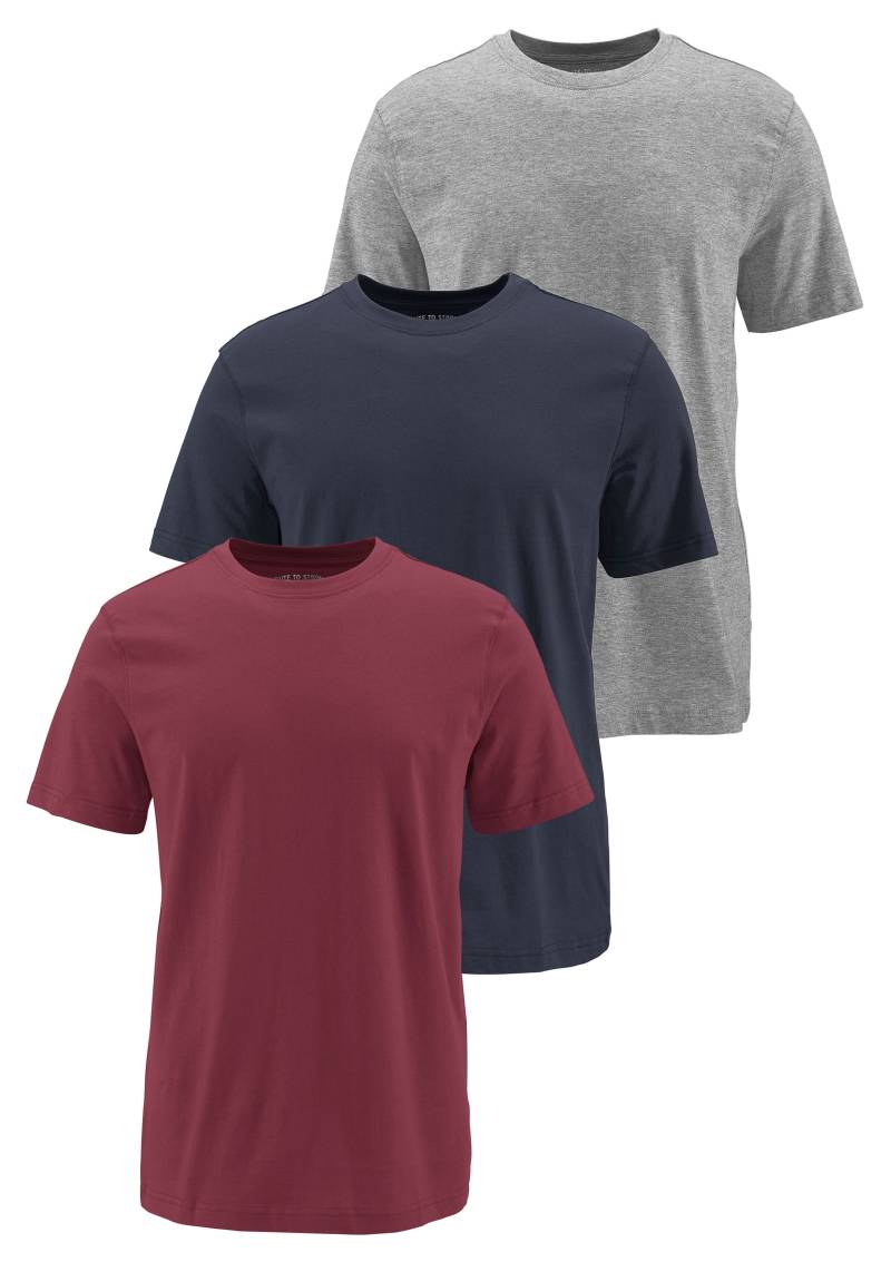 Man's World T-Shirt »neue Farben!«, (3er-Pack), Kurzarm, unifarben, Rundhals, aus Baumwolle von Man's World