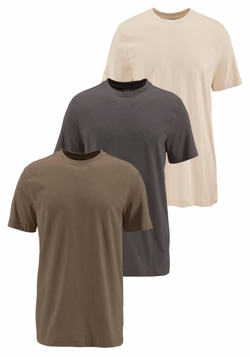 Man's World T-Shirt »neue Farben!«, (3er-Pack), Kurzarm, unifarben, Rundhals, aus Baumwolle von Man's World