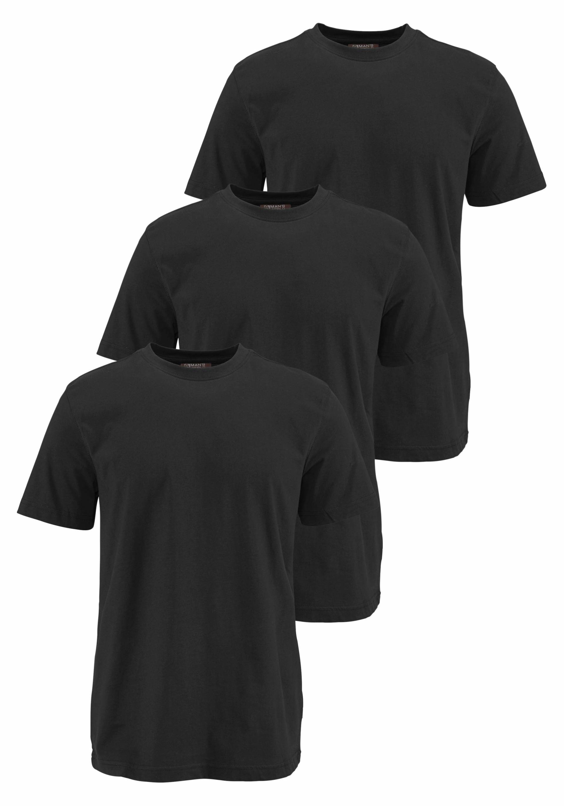 Man's World T-Shirt »neue Farben!«, (3er-Pack), Kurzarm, unifarben, Rundhals, aus Baumwolle von Man's World