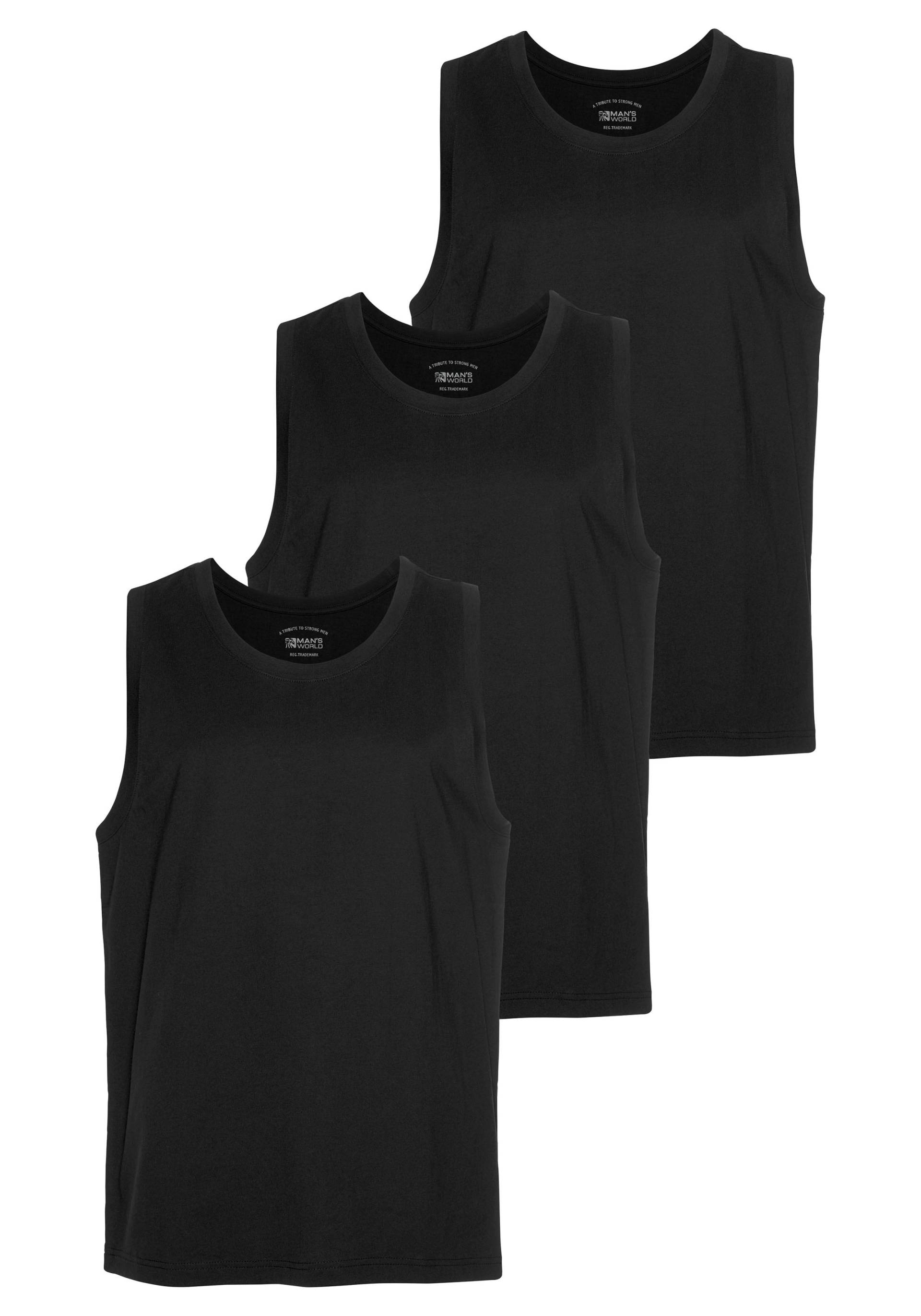 Man's World Muscleshirt, (3er-Pack), schmal geschnitten, Rundhalsausschnitt, aus 100% Baumwolle von Man's World