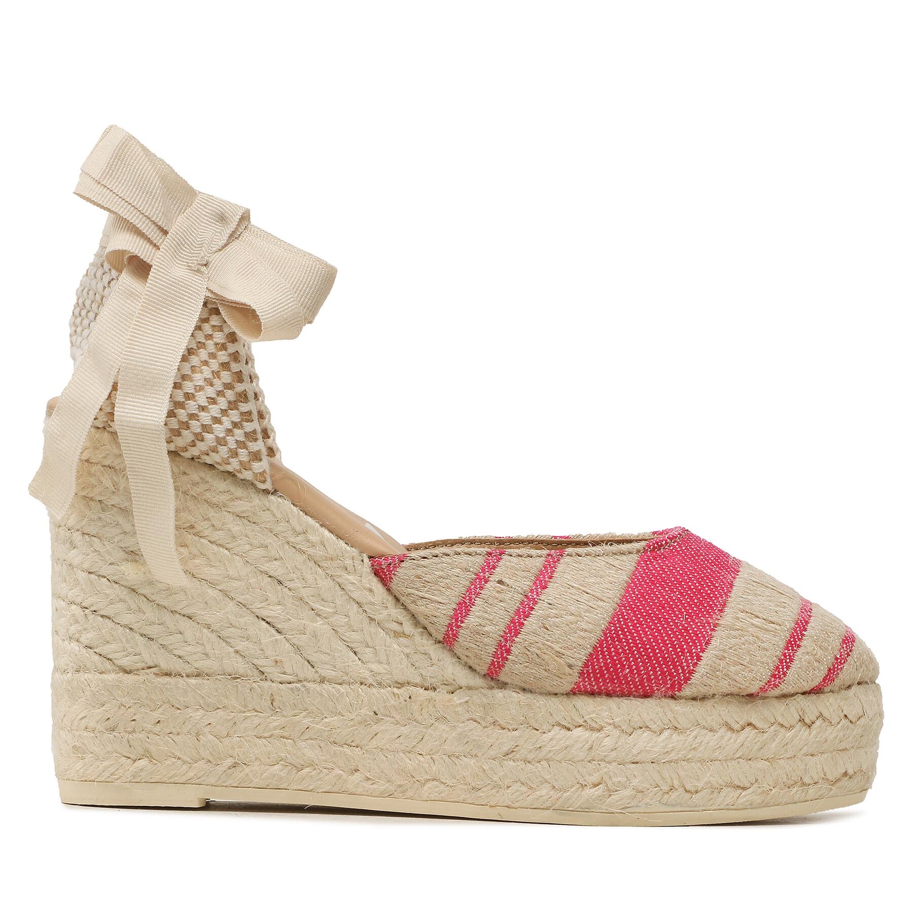 Espadrilles Manebi Wedge Espadrilles G 4.5 Wv Bold Pink Stripes On Natural von Manebi