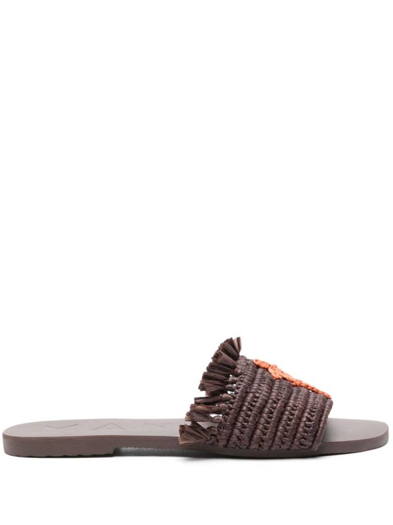 Manebi fringed raffia slides - Brown von Manebi