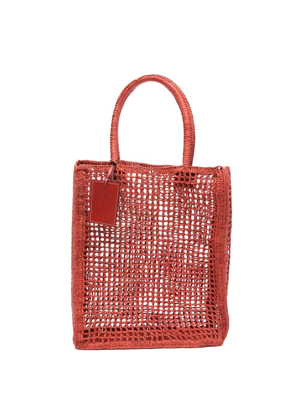 Manebi interwoven raffia tote bag - Red von Manebi