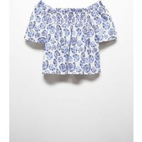 Gemusterte Bluse mit Raffdetails von Mango Kids