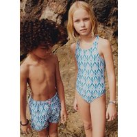 Gemusterter Badeanzug mit überkreuzten Trägern von Mango Kids