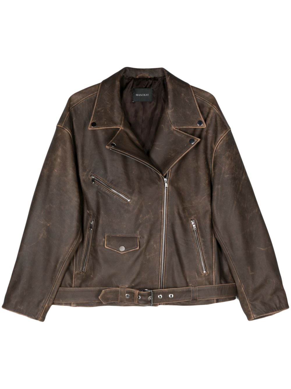 Manokhi Jake leather jacket - Brown von Manokhi