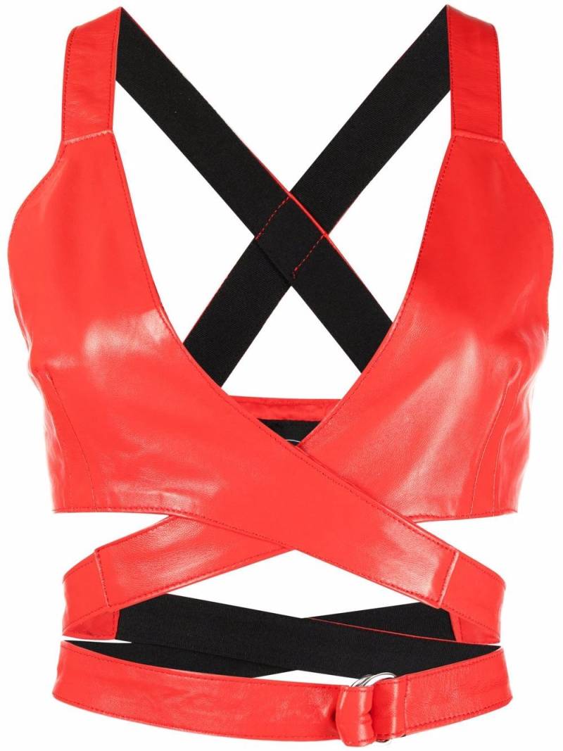 Manokhi Megan wrap leather top - Red von Manokhi