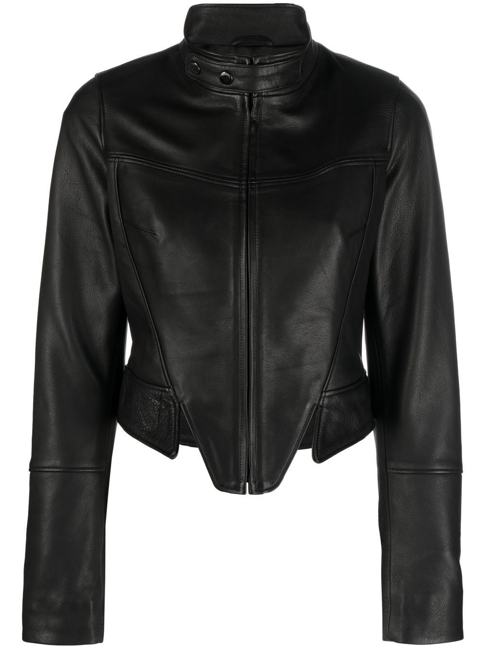 Manokhi Misha cropped leather jacket - Black