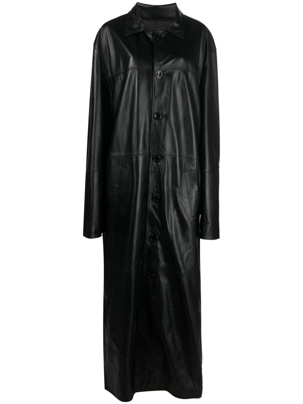 Manokhi button-front leather coat - Black von Manokhi