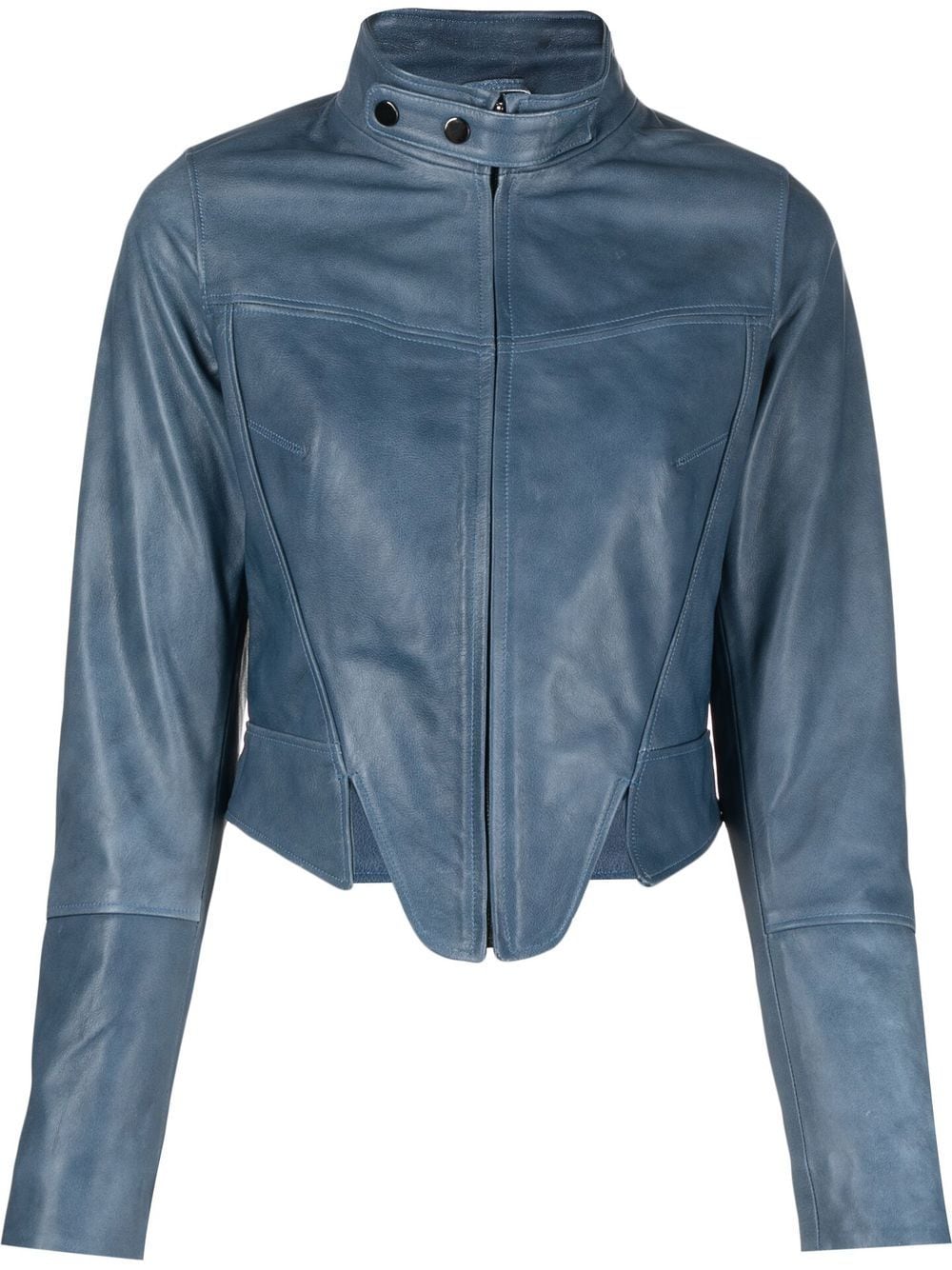 Manokhi cropped leather jacket - Blue von Manokhi