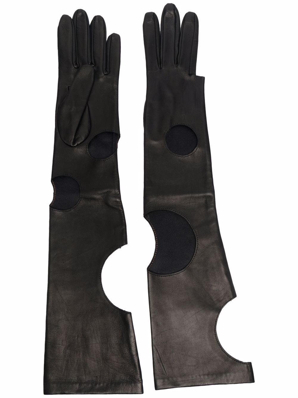 Manokhi cut out-detail leather gloves - Black von Manokhi