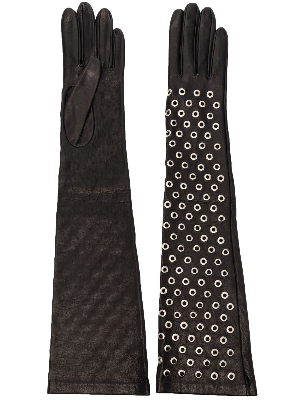 Manokhi eyelet-detail leather gloves - Black von Manokhi