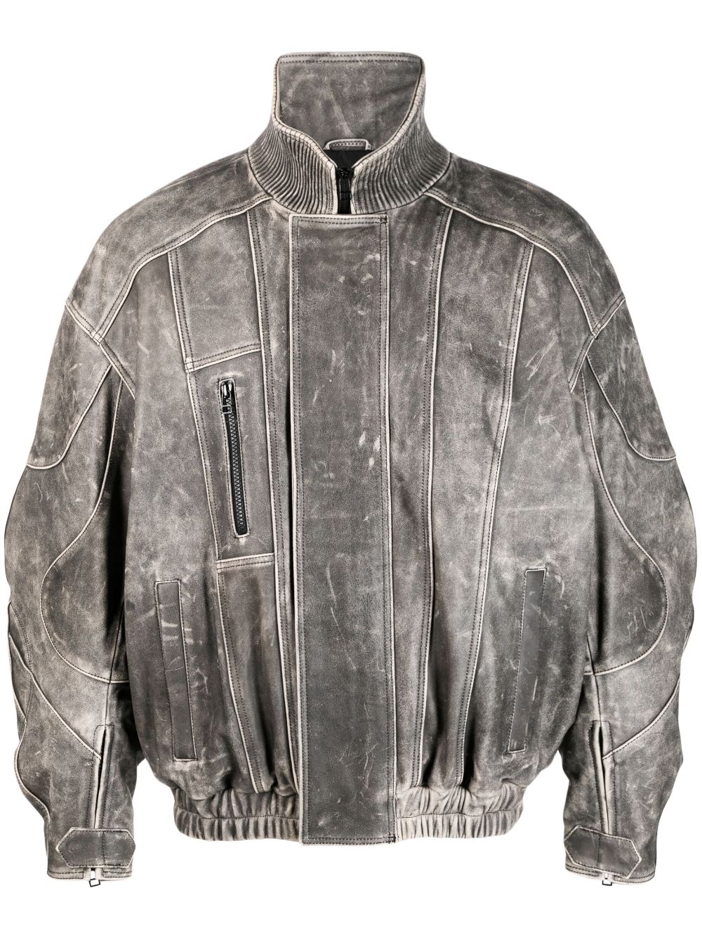 Manokhi high-neck leather jacket - Grey von Manokhi