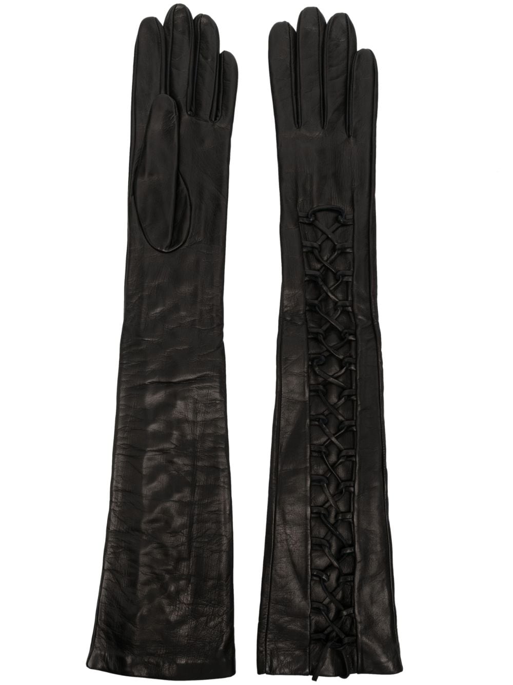 Manokhi lace-up leather gloves - Black